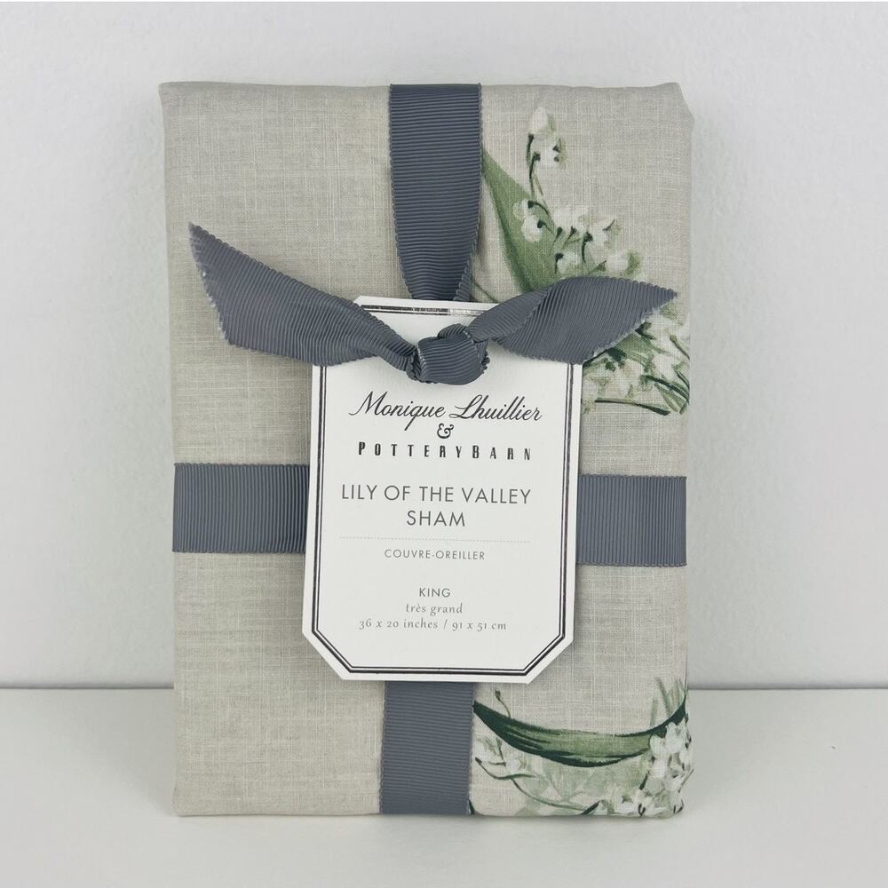 Pottery Barn Monique Lhuillier King Sham Lily of the Valley Floral Organic New